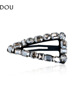 阿吉豆AJIDOU发夹灰色水钻鸭嘴夹刘海夹前额碎发夹侧边夹发卡发饰