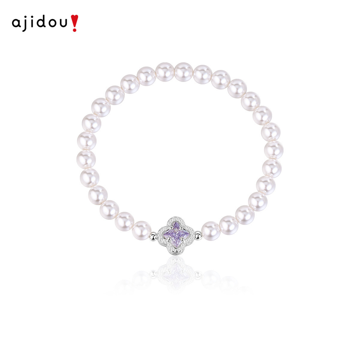 阿吉豆AJIDOU手链女款四叶草珍珠手串时尚串珠小众设计高级感手饰图片