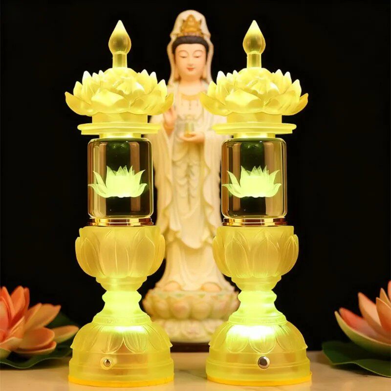 2025新款水晶莲花灯菩萨财神灯插电LED长明灯佛灯家用供灯神台灯