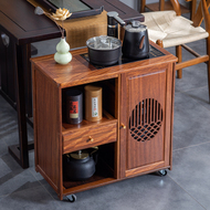 Gỗ nguyên khối di động tủ trà bàn trà hộ gia đình nhỏ bàn trà bánh xe đẩy trà kungfu bàn trà trà nước sôi tích hợp bên tủ bàn trà đá