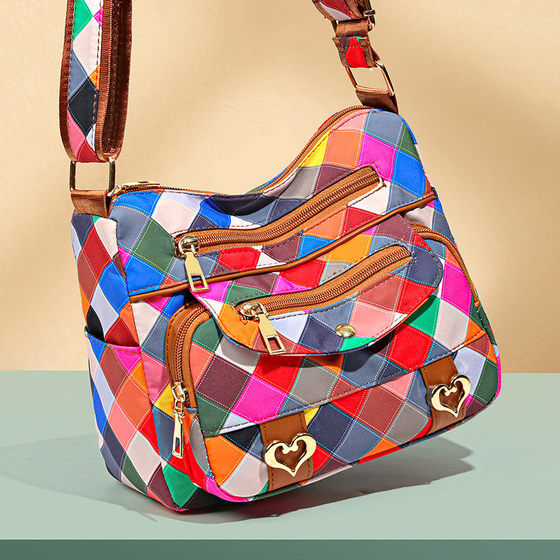 中年布包斜挎女妈妈简约帆布单肩包百搭牛津纺休闲中老年女挎包包