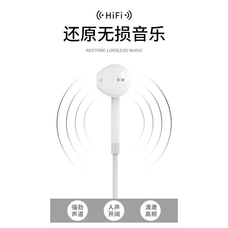 美国适用iPhone14苹果耳机入耳式6s/7/7plus/8p/X/XR/13线控扁头