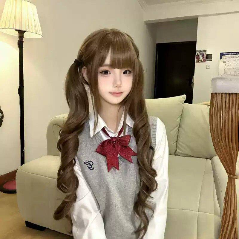【可扎好双马尾发货】纤韵佳人假发女长发Lolita80cm蜜茶色长卷发