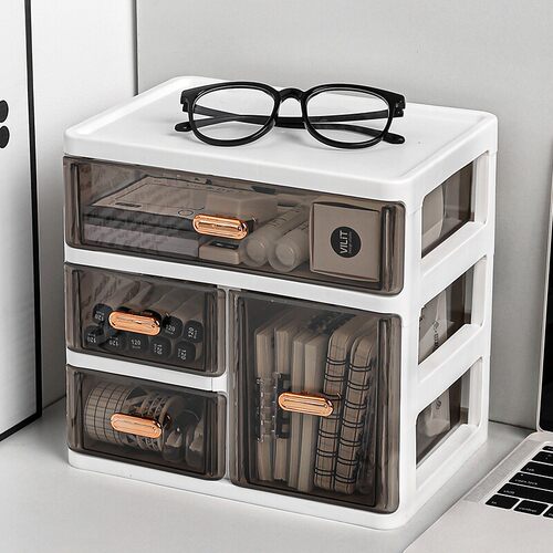 抽屉式桌面收纳盒办公书桌防尘小杂物整理盒宿舍分格多功能置物架