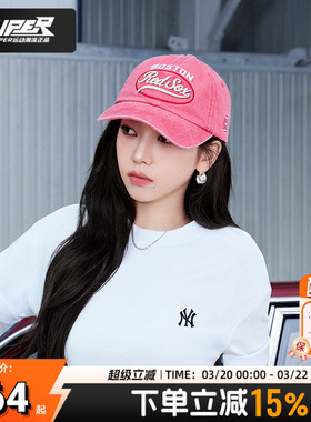 KARINA同款MLB牛仔棒球帽男女同款帽子刺绣大LOGO鸭舌帽3ACPV165N