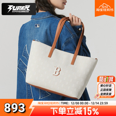 MLB官方正品手拎包男女同款托特包2025新款复古老花单肩包休闲包