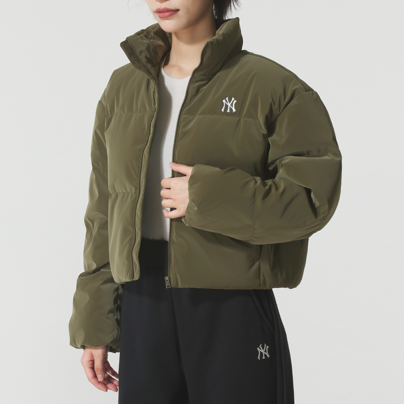 MLB 官方正品女士羽绒服2025冬季新款时尚军绿色保暖鸭绒外套夹克