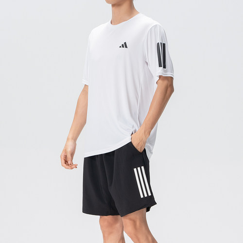 阿迪达斯男士短裤短袖套装夏季款通勤休闲运动短裤圆领透气T恤衫