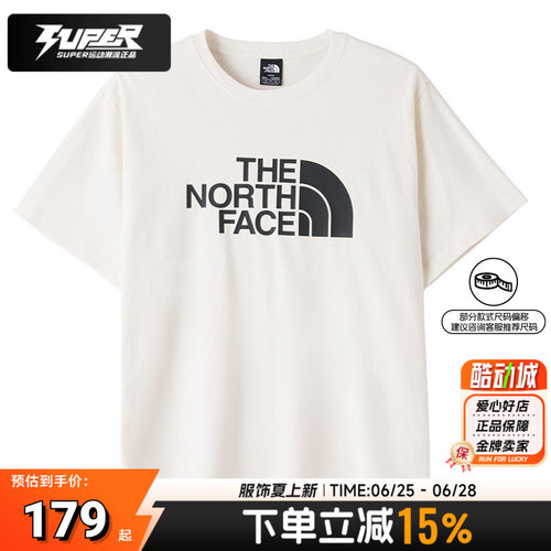 TheNorthFace北面短袖经典黑标白T男女同款圆领透气上衣运动T恤衫