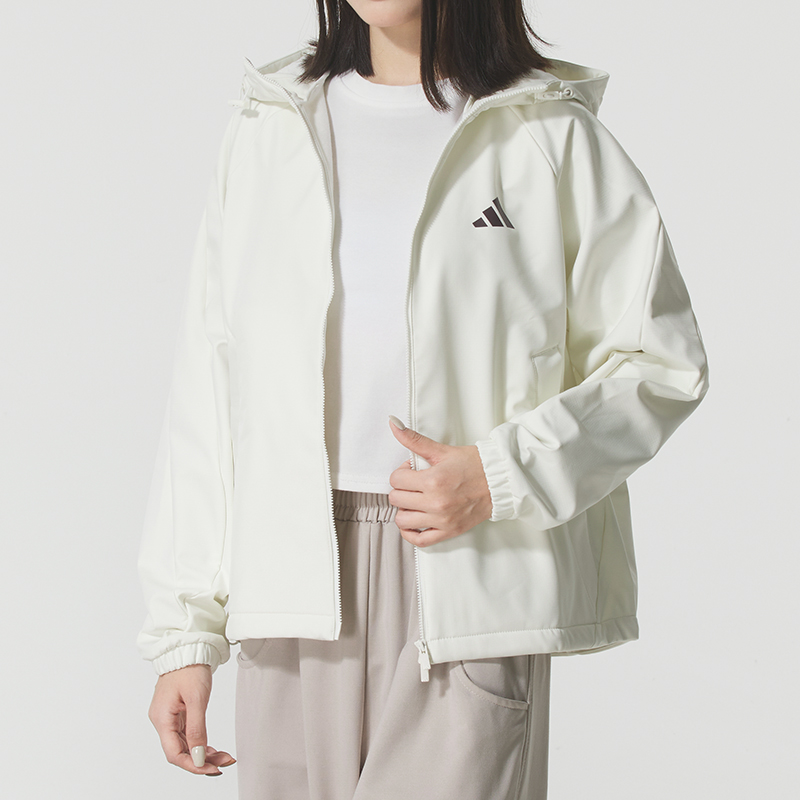 阿迪达斯女款加绒连帽夹克25冬季新款潮流休闲防风保暖运动服外套