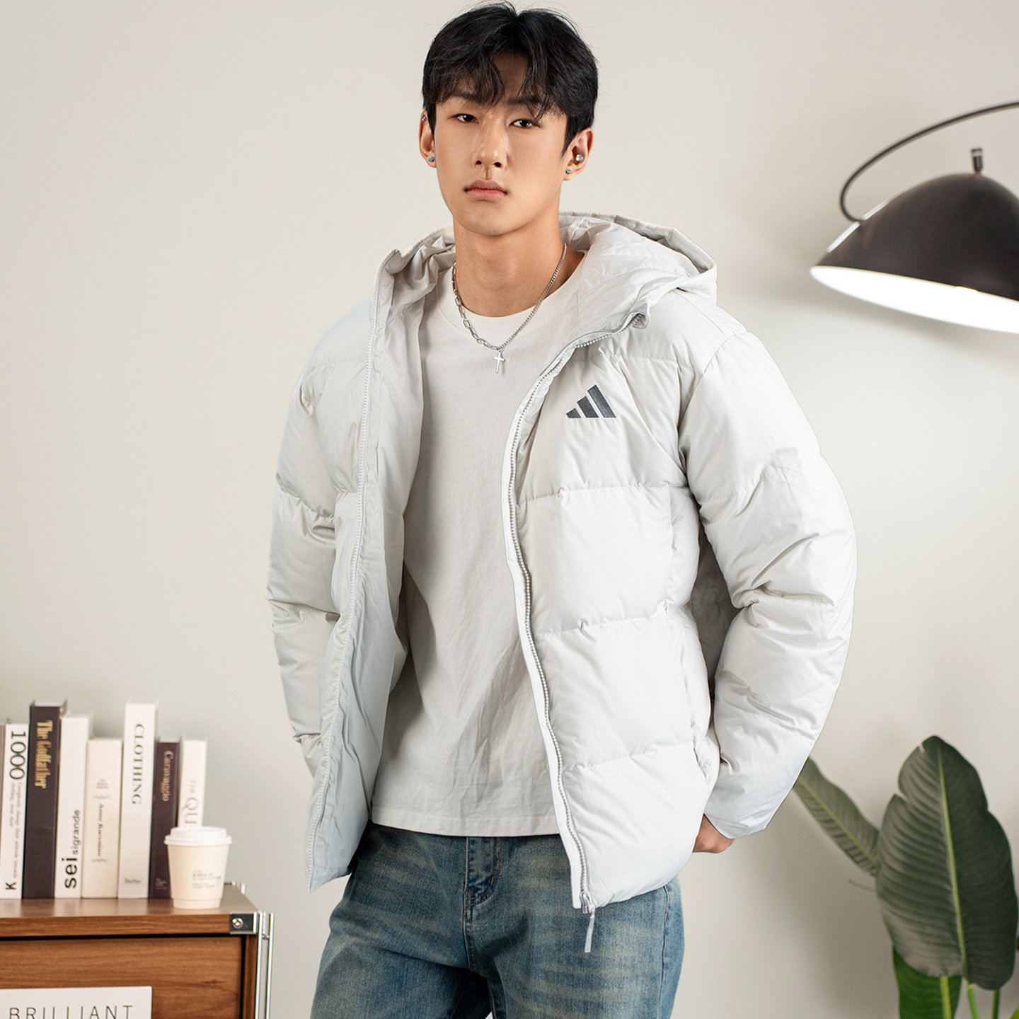 阿迪达斯羽绒服男装2025冬季新款运动休闲防风保暖羽绒夹克外套男