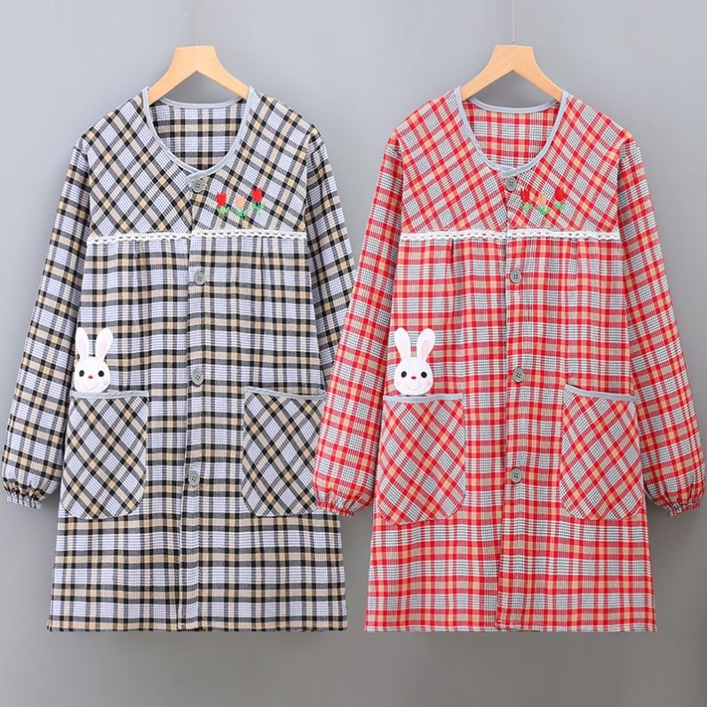 女士羽绒服罩衣新款棉布带袖成人薄款工作服不带帽子套棉袄外套褂