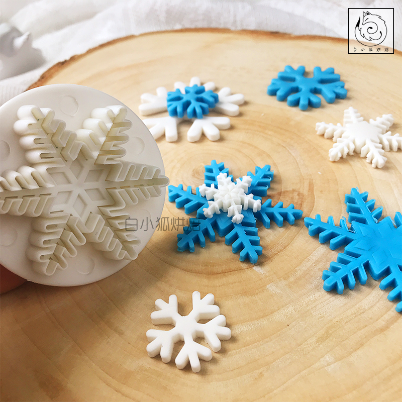 白小狐雪花弹簧模具圣诞节