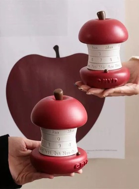 苹果旋转日历设计创意万年历可爱治愈家居桌面装饰摆件生日礼物