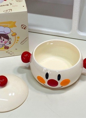 可爱卡通手绘面包超人泡面碗陶瓷碗设计感小众创意面碗螺蛳粉碗