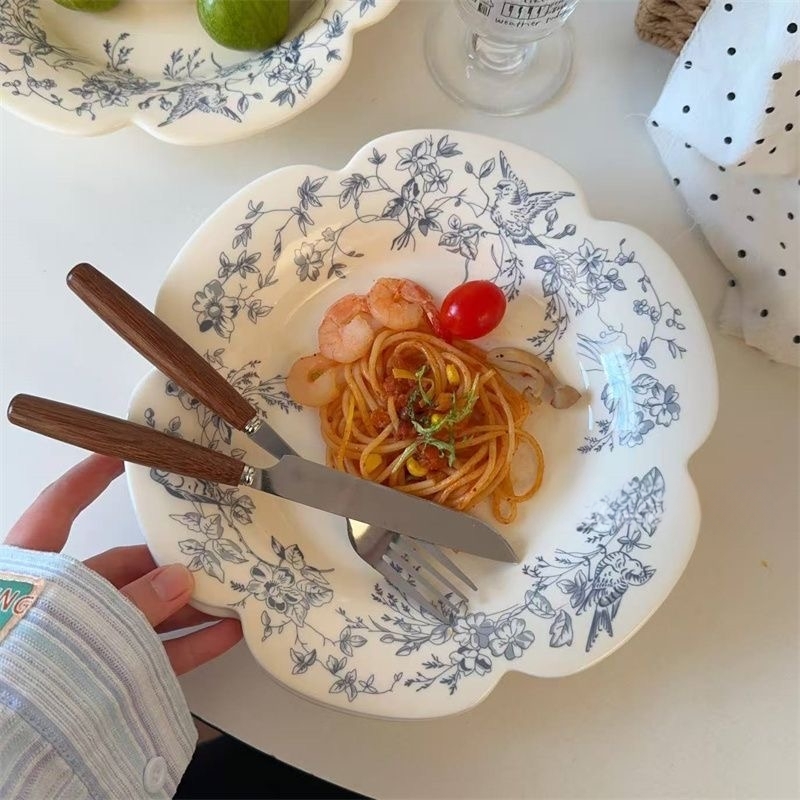 法式复古蔚蓝梦境家用菜盘西餐牛排盘甜品酸奶米饭碗一人食餐具