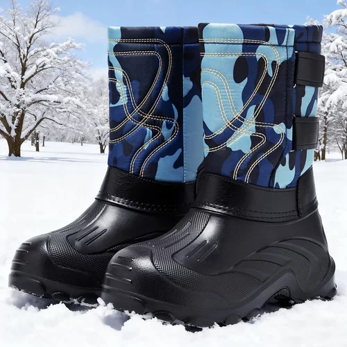 男鞋棉鞋冬季高筒雪地靴加绒加厚棉靴防水防滑一脚蹬棉鞋
