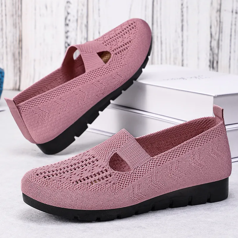 鞋子女夏季透气洞洞鞋大码女鞋一脚蹬休闲舒适软底妈妈鞋,女鞋,时尚芭蕾鞋,淘宝优惠券,粉丝福利购,淘宝优惠卷