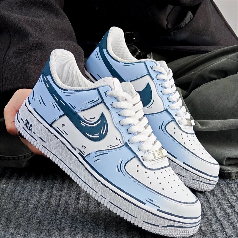 【定制球鞋】Nike耐克男女鞋子AIR FORCE 1蓝色梦境二次元风板鞋