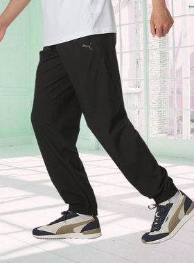 PUMA/彪马男裤子2024秋季新款梭织舒适百搭宽松束脚长裤684091-01