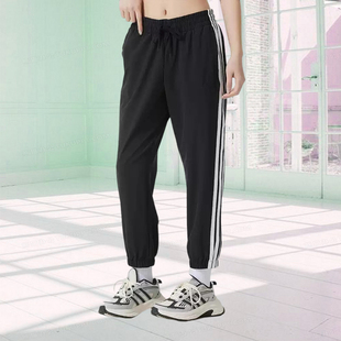 Adidas阿迪达斯女款裤子2025夏季新款经典三杠休闲运动长裤JZ2173