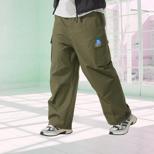 阿迪达斯三叶草男款裤子2025夏季新款舒适宽松运动工装长裤KA8013