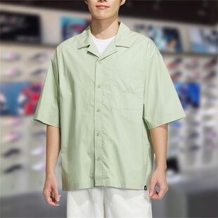 Adidas阿迪达斯男子短袖2025夏季新款舒适宽松透气休闲衬衫JL6056