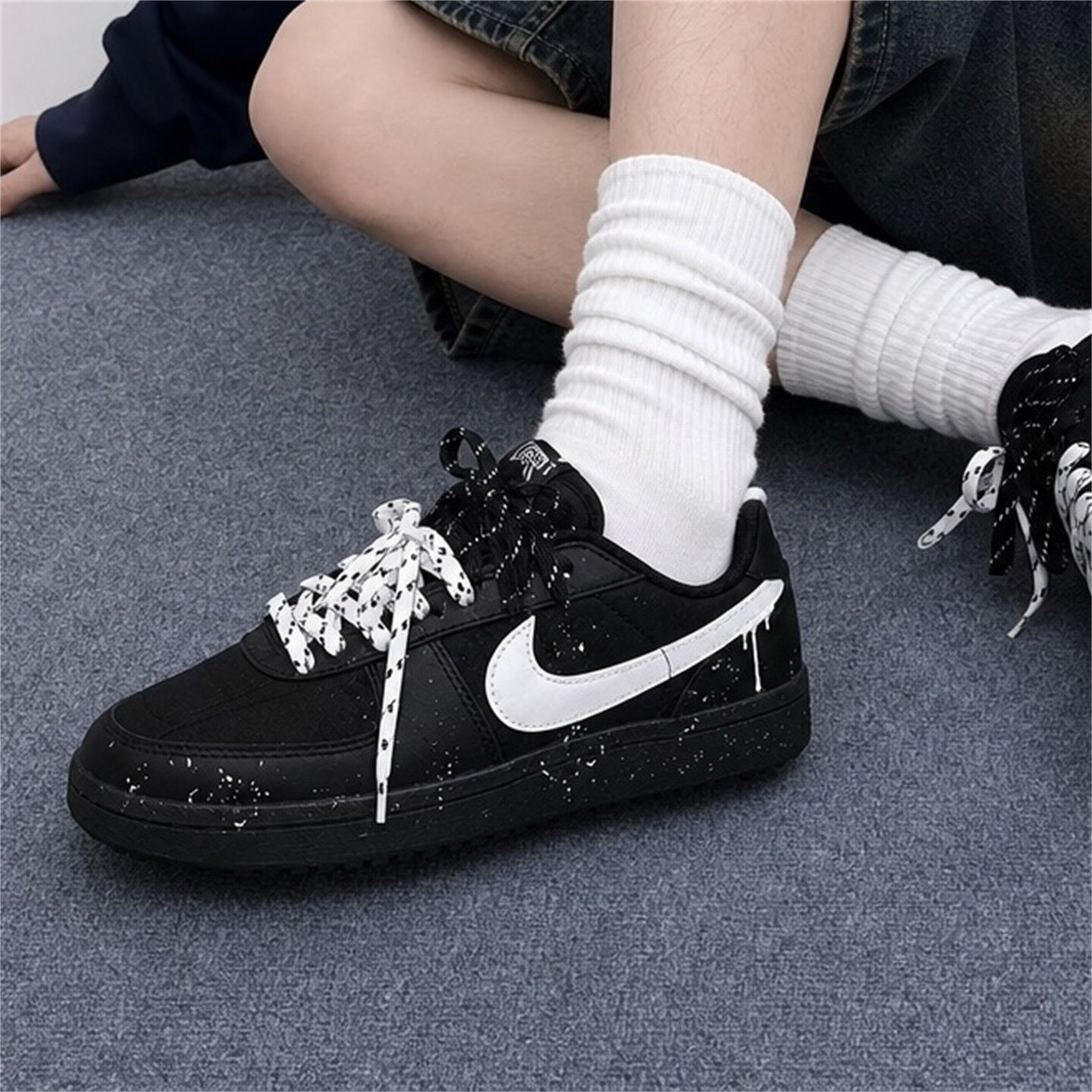 【球鞋定制】Nike耐克 FIELD GENERAL 泼墨白勾 女款百搭休闲板鞋