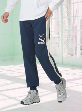 PUMA/彪马男裤子2024冬季新款舒适宽松针织束脚运动长裤628095-14