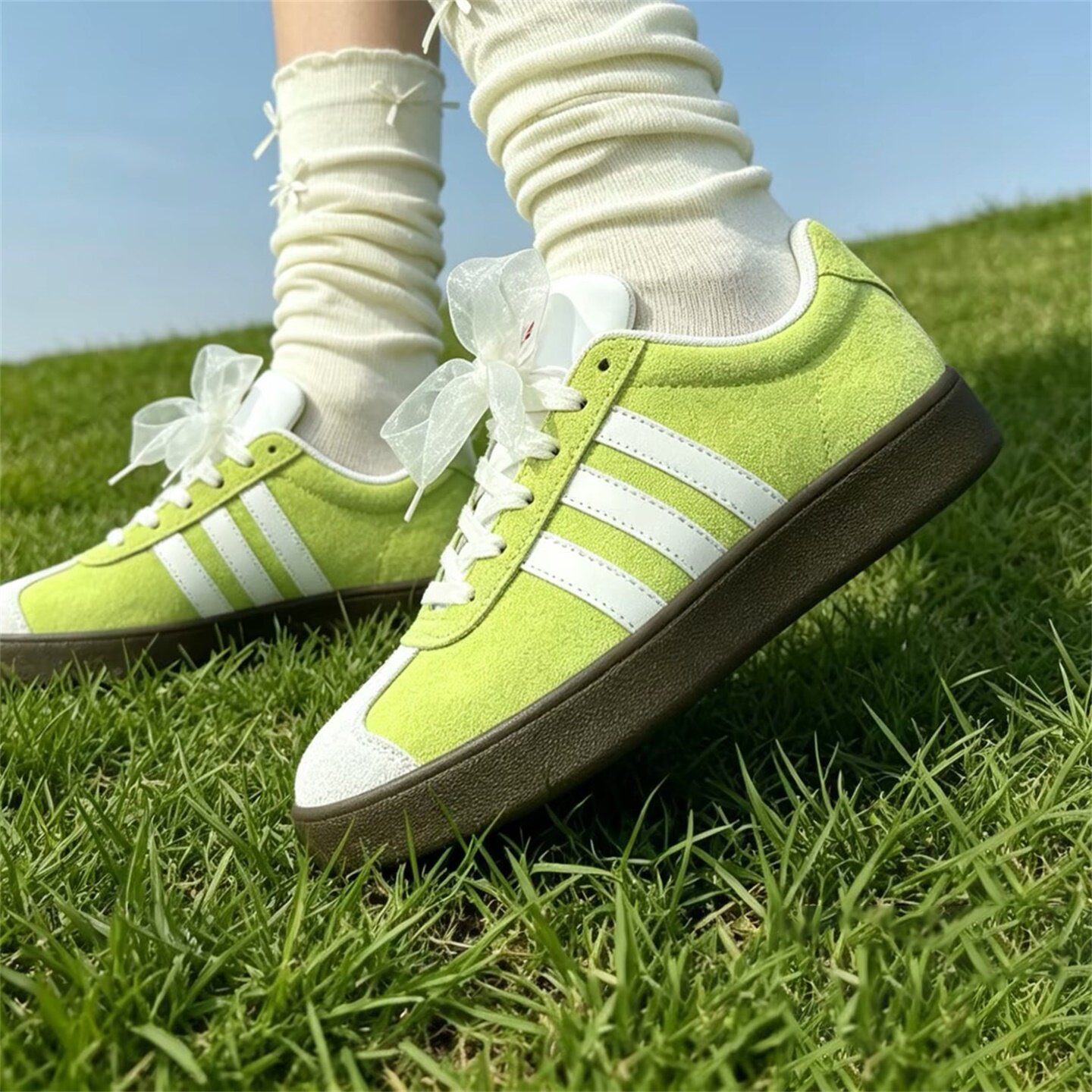 【球鞋定制】Adidas阿迪达斯男女鞋子 抹茶奶绿 潮流百搭低帮板鞋