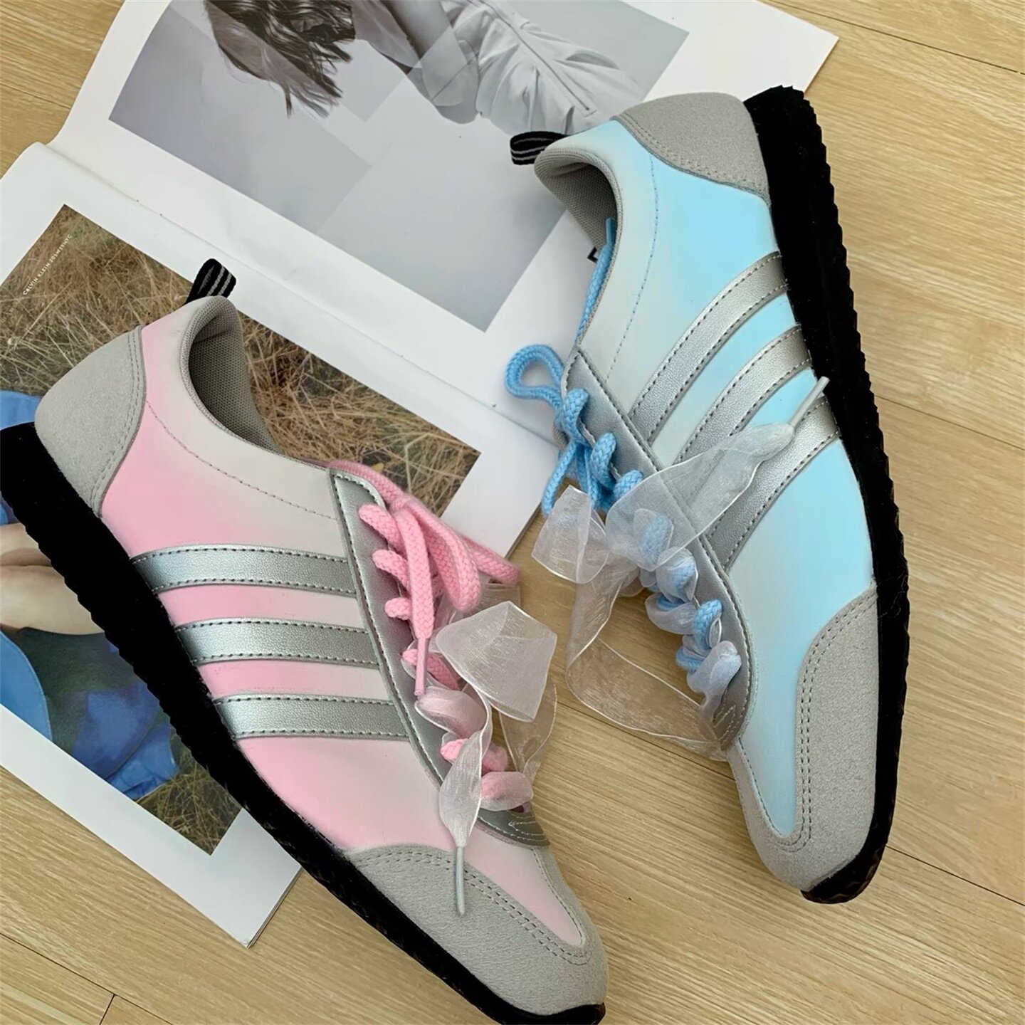【球鞋定制】Adidas阿迪达斯男女鞋 鸳鸯幻纱 低帮潮流运动休闲鞋