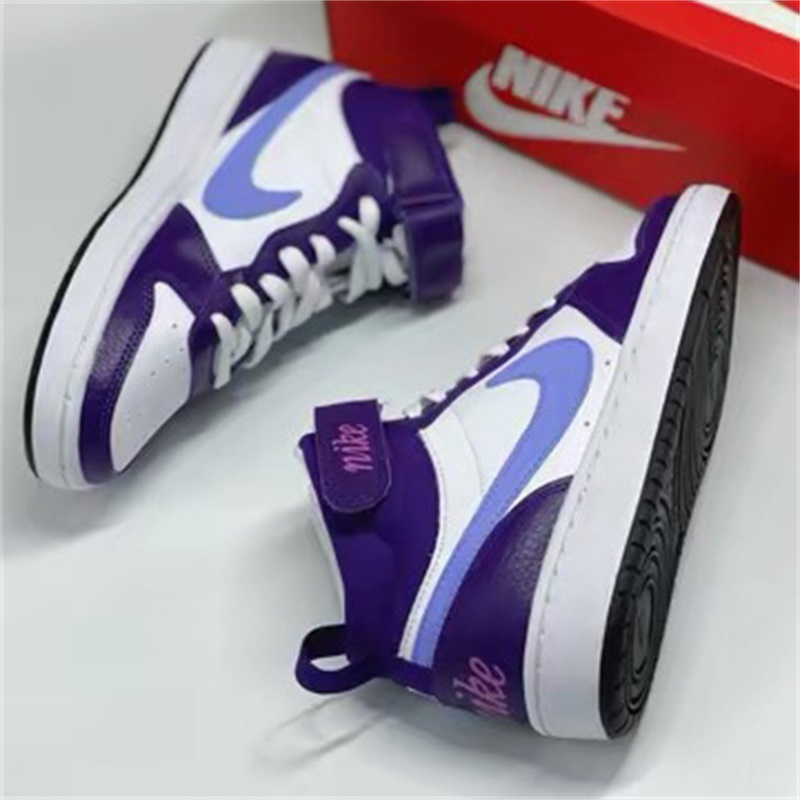 Nike耐克大童男女鞋子2025冬季新款经典高帮魔术贴板鞋CD7782-106