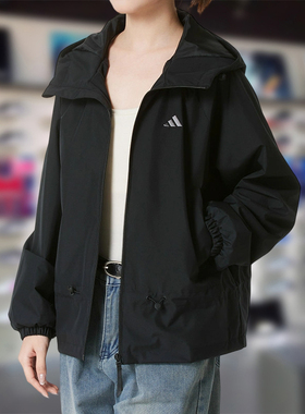 Adidas阿迪达斯女子外套2026春季新款加绒保暖百搭连帽夹克KS2807