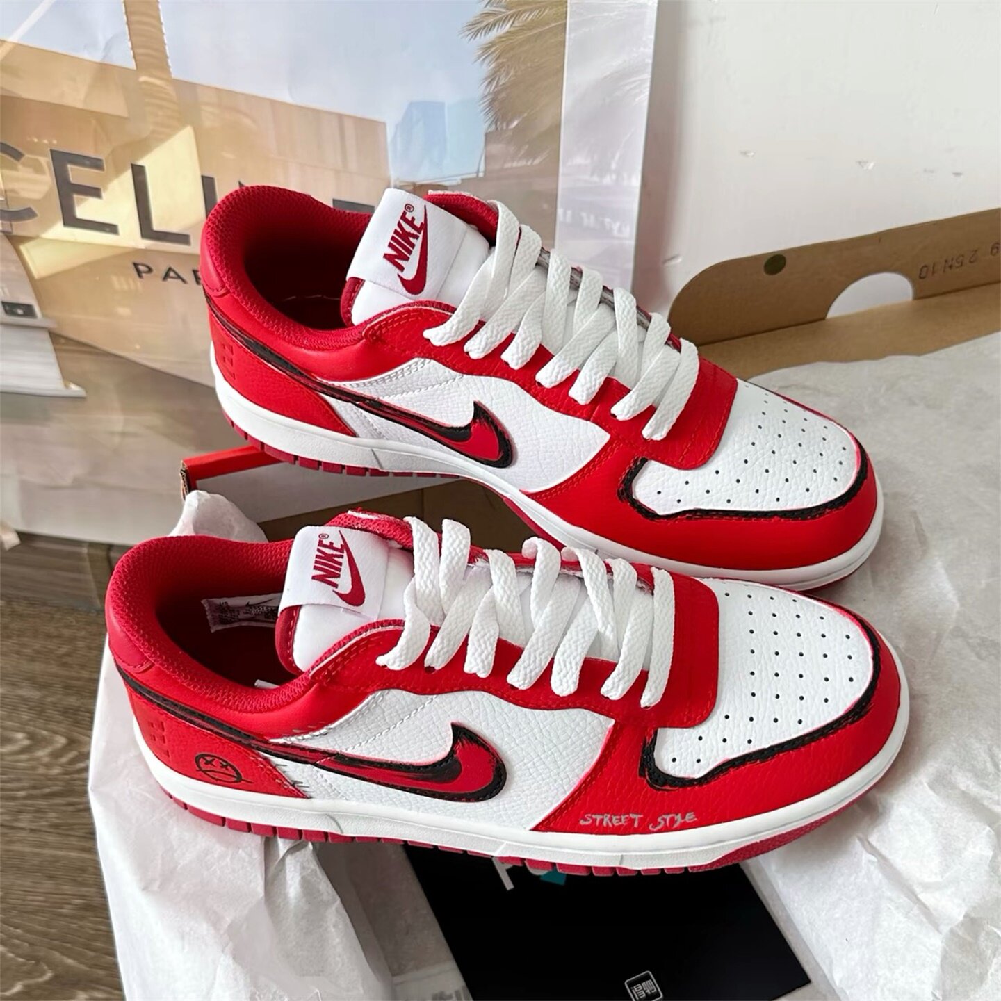 【球鞋定制】耐克男款鞋子 BIG NIKE LOW 绯红涂鸦 百搭潮流板鞋