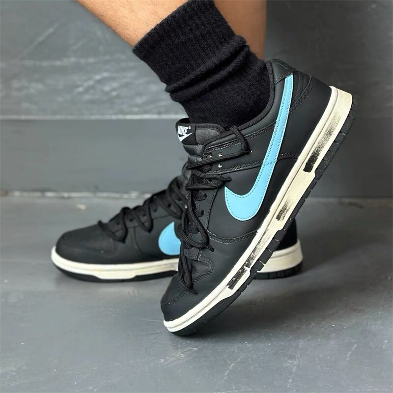 【球鞋定制】Nike耐克男女鞋子 黑蓝轨迹 DUNK LOW 休闲百搭板鞋