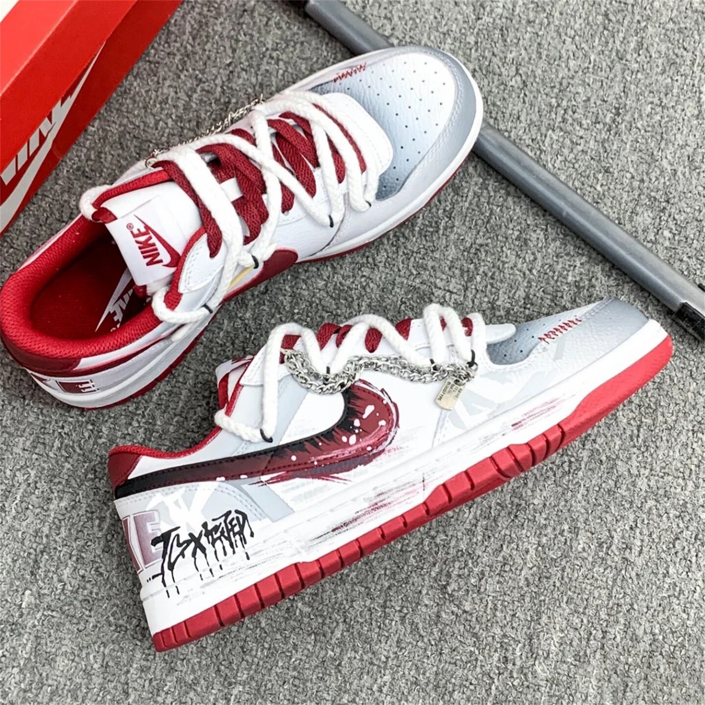 【球鞋定制】耐克男款鞋子 BIG NIKE LOW 黑色禁区 百搭潮流板鞋