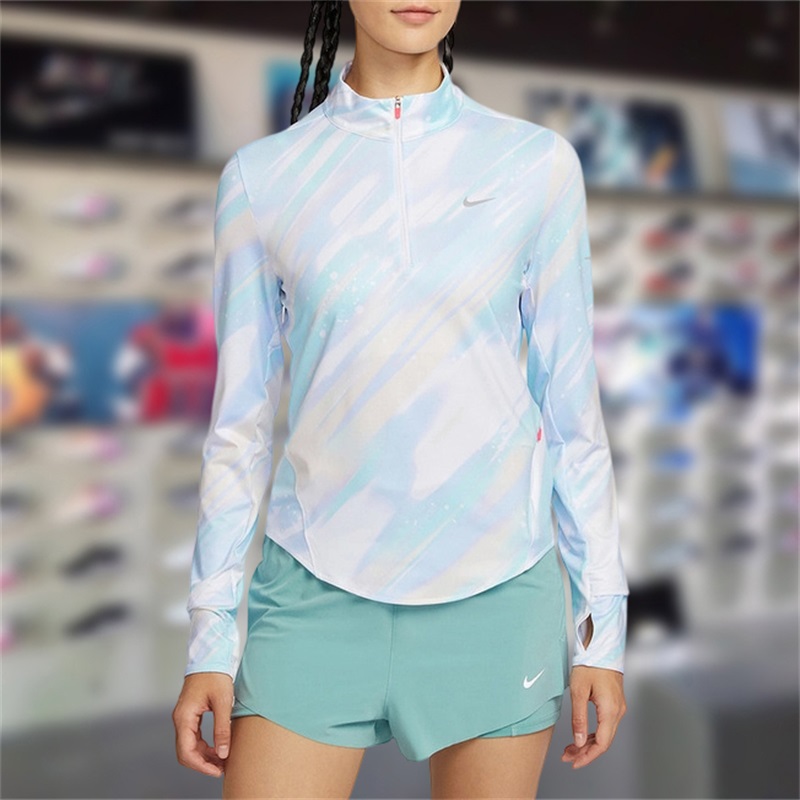 Nike耐克女长袖2025冬季新款舒适透气半拉链跑步套头衫IO0253-547