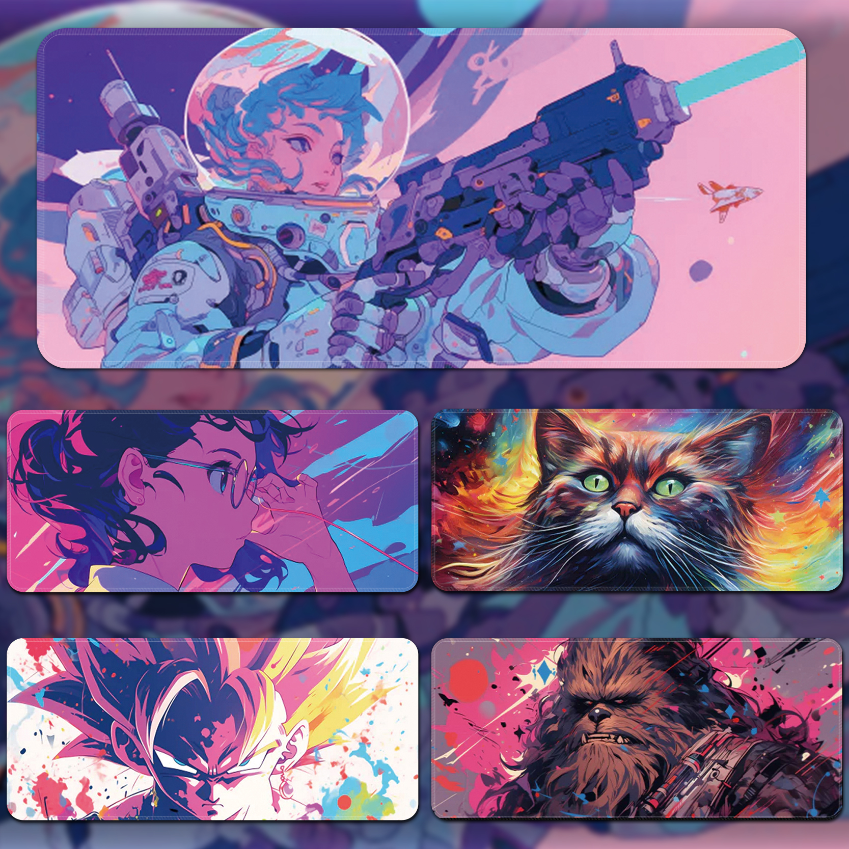 动漫桌垫鼠标垫超大氛围感卡通卧室定制电脑桌垫大号电竞游戏桌垫