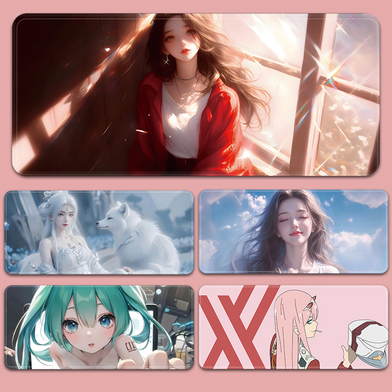 二次元鼠标垫超大号fps游戏动漫电竞电脑桌垫办公专用定制键盘垫