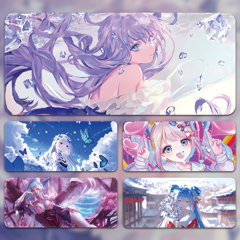 超大号二次元鼠标垫女生高颜值办公室桌垫电竞游戏fps专用键盘垫