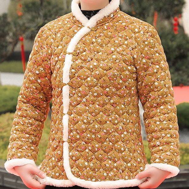 CHEONGSAM PADDED JACKET CHINESE STYLE BIG FLOWER JACKET ANTIQUE COTTON JACKET NATIONAL TIDE WOMENS CLOTHING AUTUMN AND WINTER CHINESE STYLE NATIONAL STYLE NEW YEARS DRESS