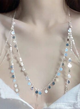 胸链身体链甜酷项链配饰品钛钢不掉色性感比基尼泳衣沙滩纯欲女