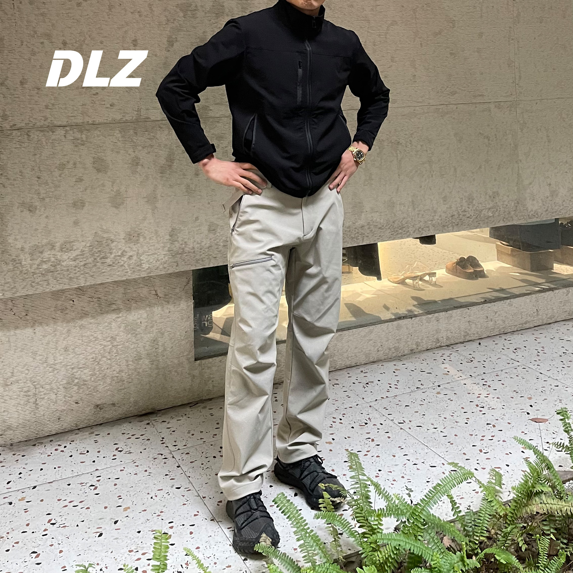 DLZ强哥春夏新款软壳登山裤轻户外尼龙弹力冲锋直筒休闲裤