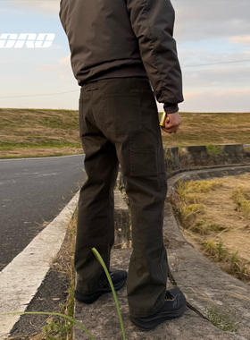 【牧场工装裤】秋冬弹力斜纹通勤美式直筒伐木立体剪裁长裤