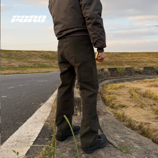 秋冬弹力斜纹通勤美式 裤 直筒伐木立体剪裁长裤 牧场工装