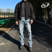 vintage直筒长裤 美式 秋冬水洗做旧破坏14盎司经典 DLZ弹力牛仔裤