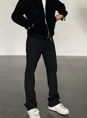 cleanfit裤子直筒修身微喇vibe黑色神裤高级感西裤男