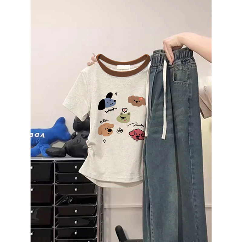 修身拼接收腰短款设计感上衣