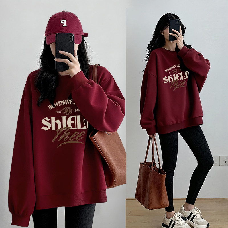 红色卫衣新年过年本命年马年衣服