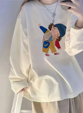 纯棉t恤女2026新款白色内搭打底衫女长袖上衣女春秋单穿大码女装